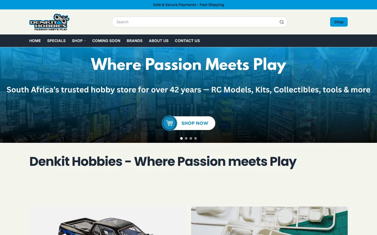 Denkit Hobbies website, built with Wigza
