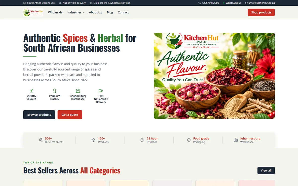 KitchenHut website, built with Wigza
