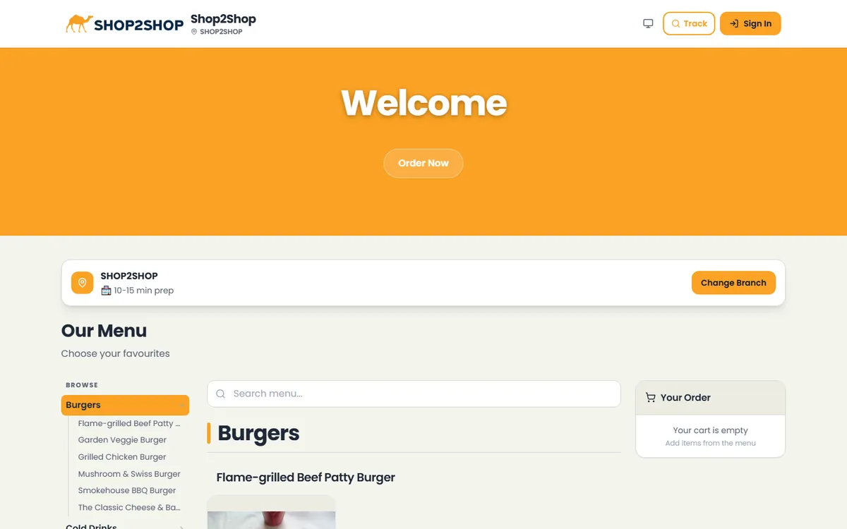 Shop2Shop website, built with Wigza
